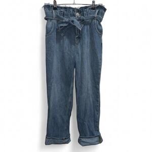 Hudson Los Angeles Blue High Waisted Baggy Straight Jeans Elastic Tie Relaxed 29